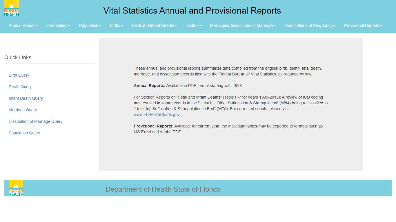 Florida Vital Statistics Annual Report 2016